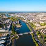 Angers aerial panoramic view. Angers is a city in Loire Valley, western France.